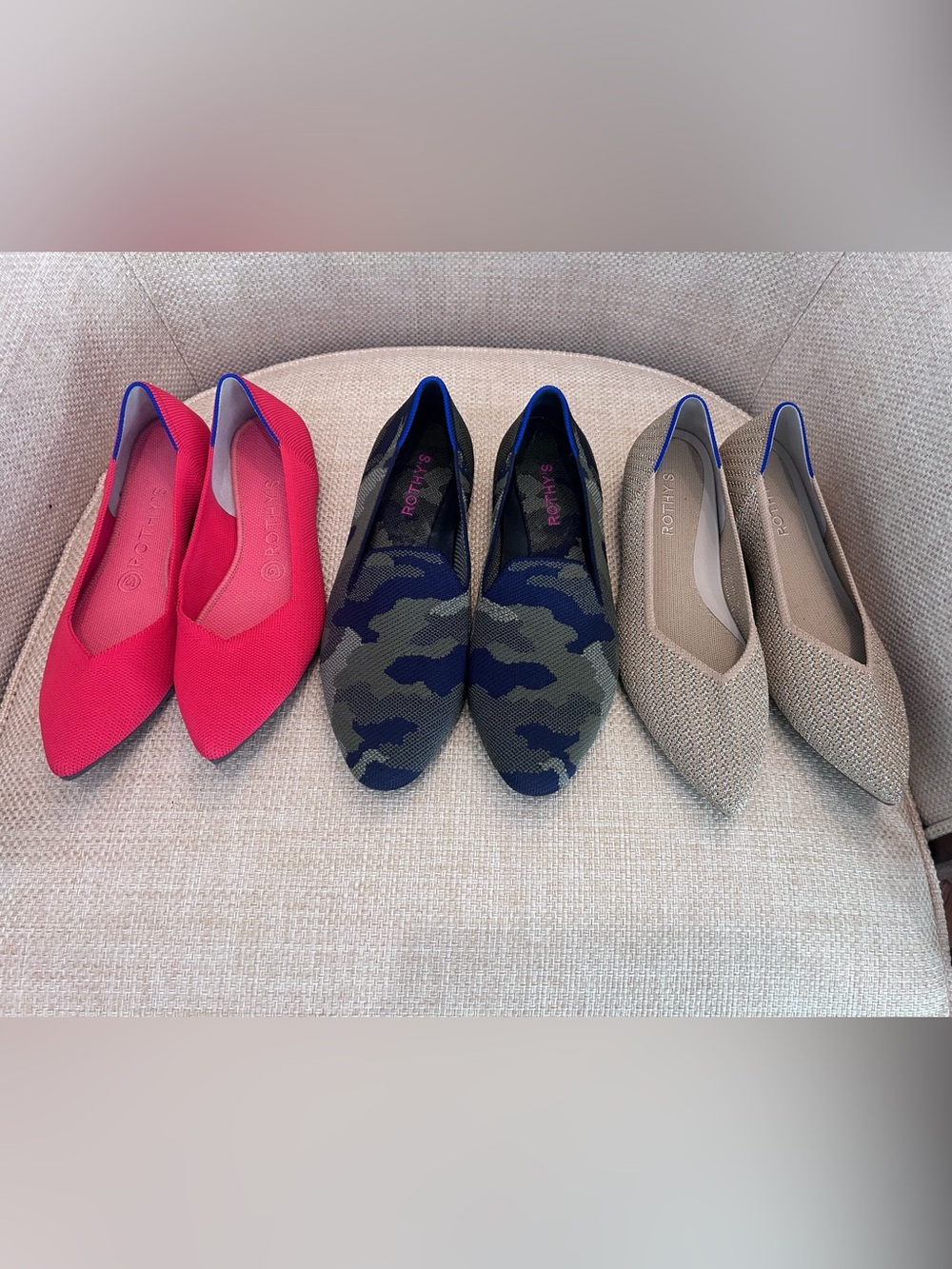Rothy's Lot the point red metallic camo loafer size 8.5
